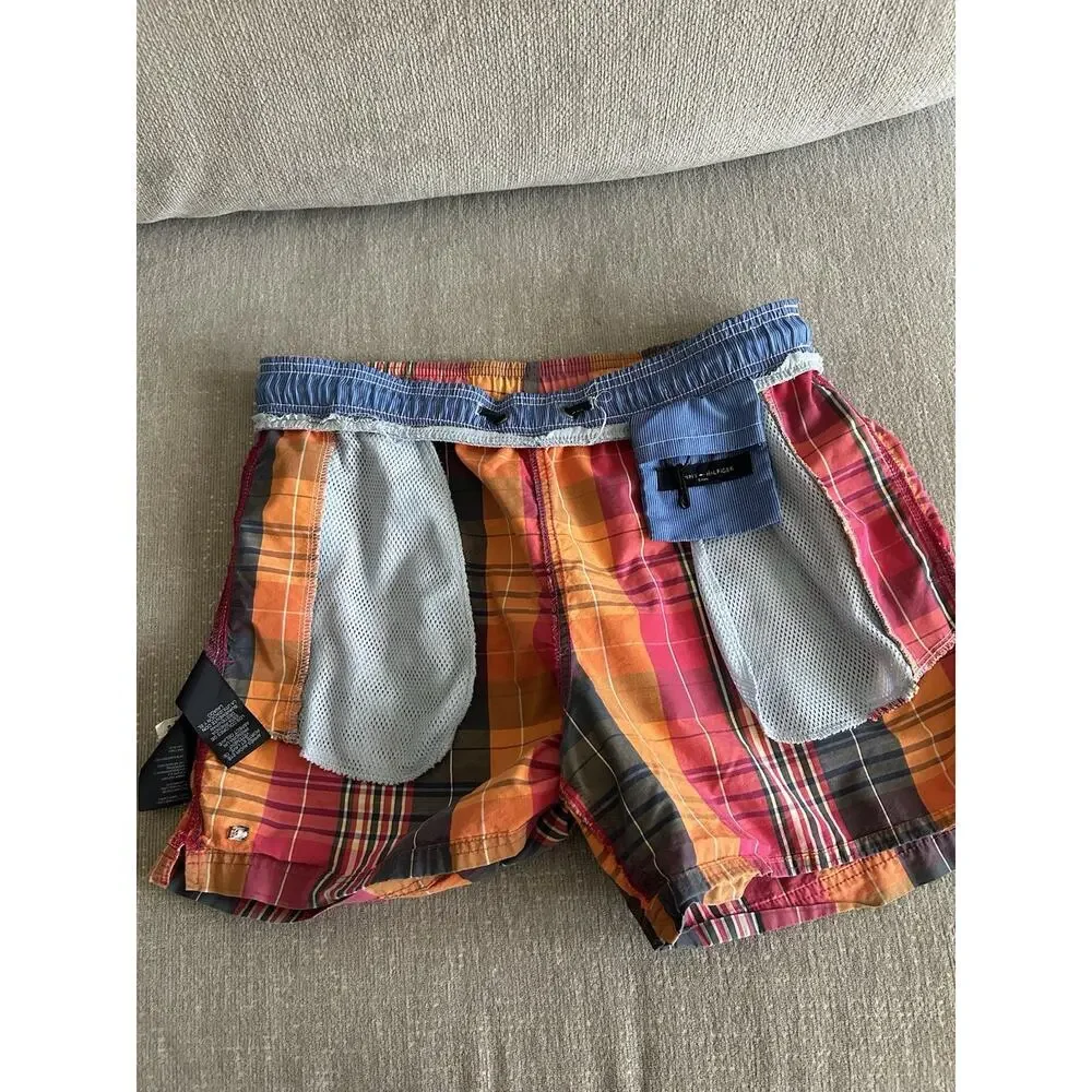 Tommy Hilfiger Plaid  Swim Trunks  M Cotton Beach Summer